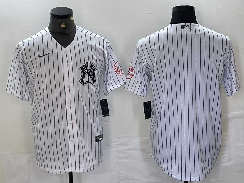Men's New York Yankees Blank White With Patch 2024 Cool Base Stitched Jersey